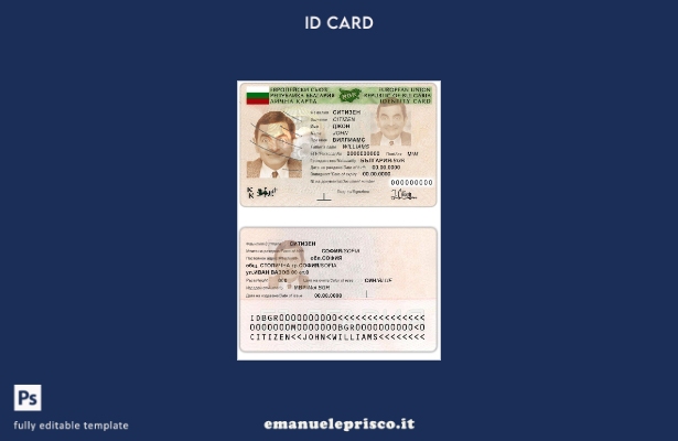 Modello di documento d'identità Bulgaria in stile verificato
